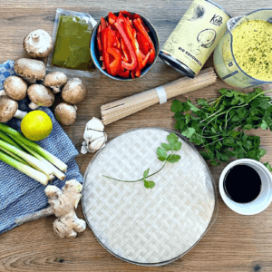 Zutaten für Curry-Kokos-Suppe